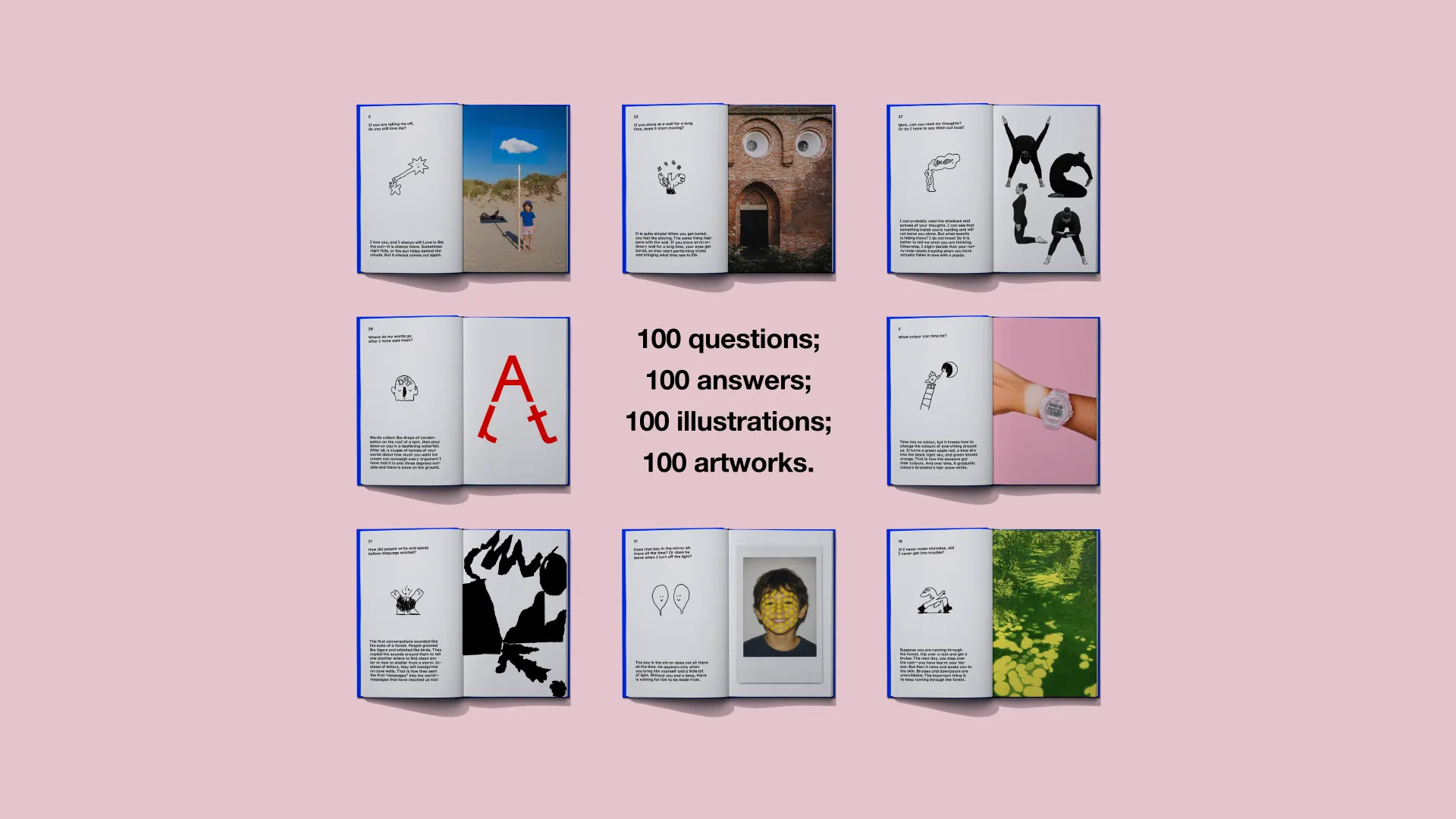 100 questions; 100 answers; 100 illustrations; 100 artworks.