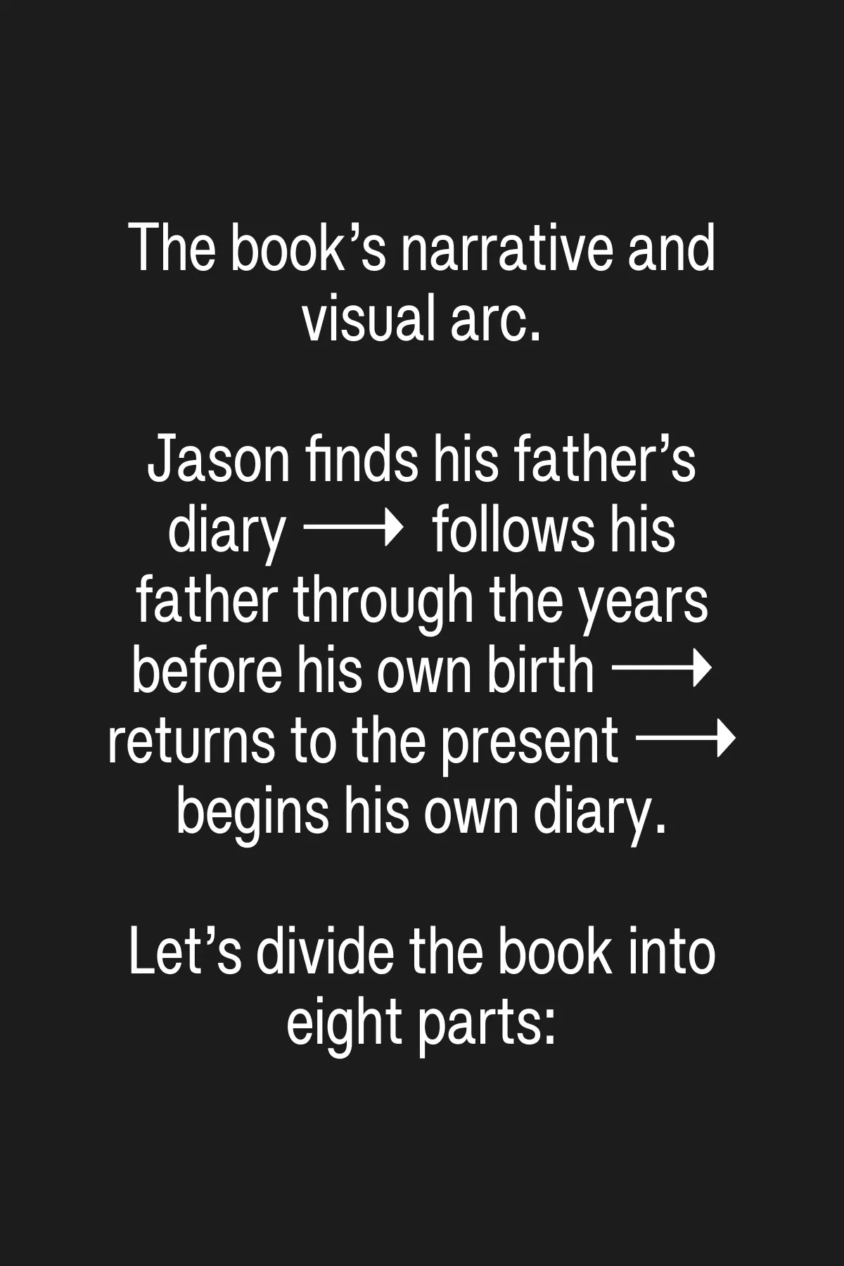 the wind begins → panic → the world changes → life goes into hiding → children of the wind → crisis → the world opens up → the present