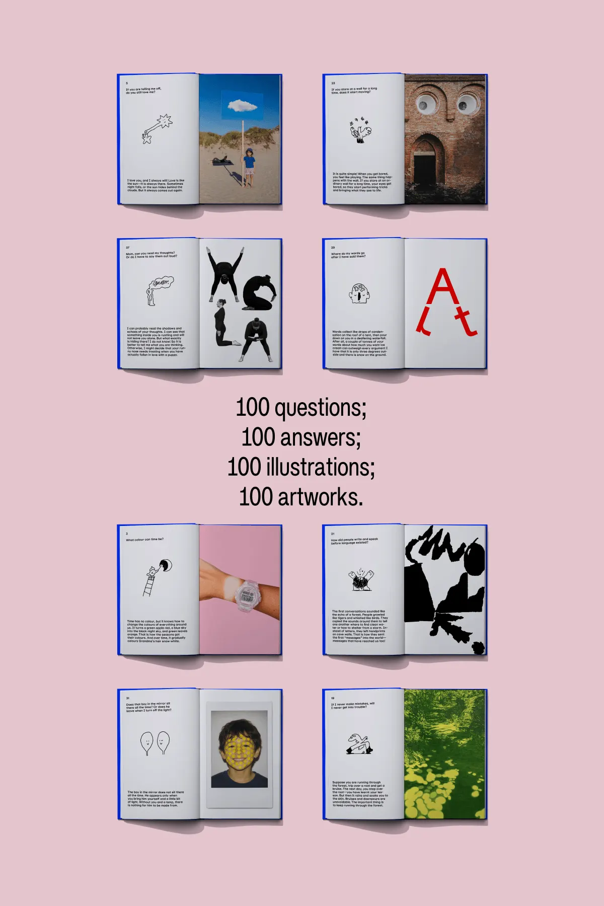 100 questions; 100 answers; 100 illustrations; 100 artworks.